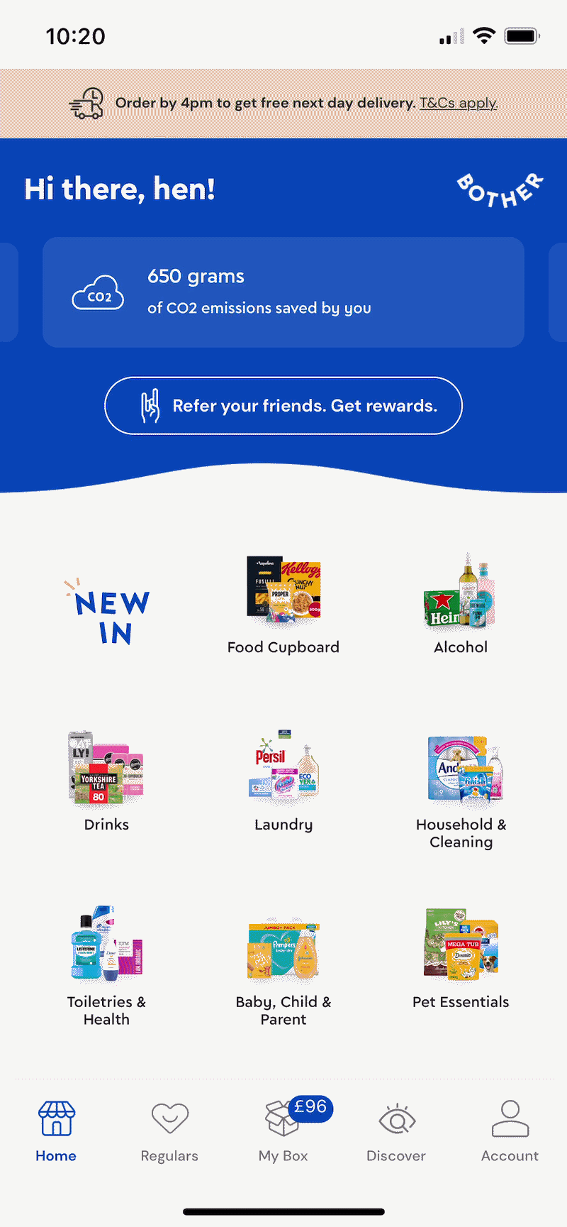 Bother — grocery delivery app home screen